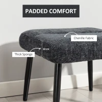HOMCOM Taboret z miękką poduszką na siedzisko, nogami ze stali, podnóżek z tkaniny chenille, ciemnoszary(m-4)