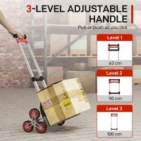 HOMCOM Składany Wózek Schodowy z 6 Kołami, Maks. Obciążenie 70 kg, Czerwony(m-6)