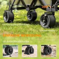 Outsunny Wózek Składany, Wózek Ręczny do Transportu z Regulowanym Uchwytem, Wózek Plażowy z Kieszeniami, Wózek Ogrodowy z Szerokimi Obracającymi się Kołami, do 120 kg nośności, Zielony(m-6)