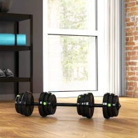 SPORTNOW zestaw hantli 2 w 1, 25 kg, regulowany zestaw hantli z 8 ciężarkami, chroniący podłogę, do treningu siłowego, fitness, podnoszenia ciężarów, czarny(m-2)