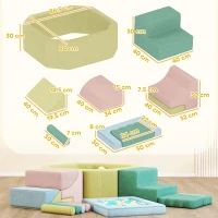 AIYAPLAY Set 15 Blocuri de Construcții Moi Modulabile pentru Copii cu 200 de Mingi pentru Uz Intern, Multicolor(m-3)