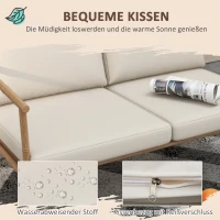 Outsunny 5-cz. Zestaw Wypoczynkowy, Meble Ogrodowe z 2 Fotelami, Zestaw Stolików, 1 Sofa Dwuosobowa, Garnitur z Poduszkami na Balkon, Taras, Kremowy(m-5)