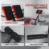 SPORTNOW Trener do hiperrozszerzeń, Regulowany trener brzucha z mocowaniem nóg, Uchwyty, Rzymska ławka, Wielofunkcyjna ławka treningowa do 120 kg, Rozciągacz pleców do domu, Fitness(m-7)