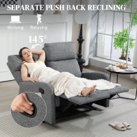 HOMCOM 2 Seater Recliner Sofa, Chenille Manual Recliner Sofa with Adjustable Leg Rest, Pocket Spring for Home Living Room, Grey(m-4)