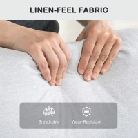 HOMCOM Fotel relaksacyjny, Fotel telewizyjny z funkcją leżenia, Tapicerowany fotel TV z podnóżkiem, Fotel wypoczynkowy w wyglądzie lnu do salonu, sypialni do 150 kg, Jasnoszary(m-5)