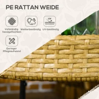 Outsunny Wózek Serwisowy Rattan Trolley z 2 Półkami, Wózek ogrodowy, Okrągły Wózek Kuchenny z Uchwytami, Wózek Barowy na Balkon, Konstrukcja ze Stali, Naturalny, Φ50 x 66 cm(m-5)