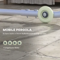 Outsunny Pergola 3 x 3 m, Pawilon Tarasowy z Ochroną UV, Waga Piaskowa, Pawilon Ogrodowy z Kółkami na Balkon, Oxford, Ciemnoszary(m-4)