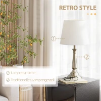 HOMCOM 3-częściowy zestaw lamp zawiera 2 lampy stołowe, 1 lampa podłogowa, w stylu retro, zestaw lamp podłogowych i stołowych z gniazdem E27 do salonu, sypialni, kremowy(m-5)