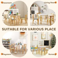 AIYAPLAY Dziecięcy zestaw stołu z 4 krzesłami, 5-częściowy zestaw stołu i krzeseł dla dzieci, zestaw siedzeń dla dzieci w pokoju dziecięcym, dla dzieci w wieku 3-8 lat, Kolorowy(m-7)
