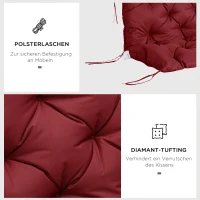 Poduszka na ławkę 3-osobową 150x98x8 cm, Czerwona, z taśmami(m-6)