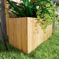 Outsunny 52L Wooden Planter, with Trellis and Shelves - Natural Finish(m-8)