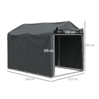Outsunny 2.2 x 1.6 m Garden Storage Tent, Waterproof Anti-UV Bike Tent with Roll-up Zipper Door, Galvanised Outdoor Storage Shelter Carport for Bike, Motorbike, Garden Tools, Dark Grey(m-3)