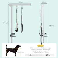 PawHut ramię do pielęgnacji zwierząt, Składane ramię do pielęgnacji z zaciskiem, Regulowane ramię do fryzjerstwa psów z uchwytem na biodra dla psów średniej wielkości, Stal nierdzewna, Srebrny(m-3)