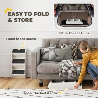 PawHut Foldable Dog Stairs with 3 Non-Slip Steps, Portable Pet Stairs for Small Dogs and Cats for High Beds or Sofas, Supports up to 10 kg, Cream White(m-5)