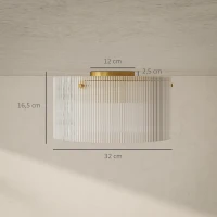 HOMCOM Clear Ceiling Light Fixture, Minimalist Semi Flush Mount Modern LED Ceiling Lamp for Living Room, Hallway, Dining Room, Kitchen(m-3)
