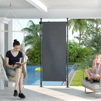 Outsunny Markiza pionowa z osłoną przeciwsłoneczną, roleta balkonowa 120 x 220-310cm, osłona balkonu z korbowym mechanizmem, odporna na warunki atmosferyczne, osłona ogrodowa, poliester, ciemnoszary(m-2)