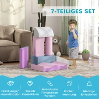 HOMCOM Miękkie klocki dla dzieci, rozwijające kreatywność, skóra ekologiczna, 40x40x20 cm, Wielokolorowy, 1-3 lata(m-4)