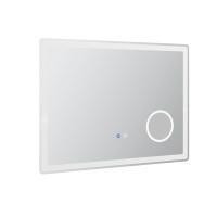 kleankin LED Badezimmerspiegel mit 3x Vergrößerung, Touch-Funktion, Memory-Funktion, kein Beschlagen, 80 x 60 cm