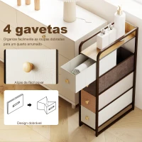 HOMCOM Móvel Auxiliar com 4 Gavetas de Tecido com Estrutura de Aço Móvel de Arrumação para Espaços Pequenos  Multicolor(m-5)