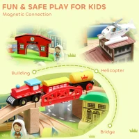 AIYAPLAY Stół Zabaw, 108-elementowy Zestaw Kolejowy z Drewna, Kolejka na Stole z Wyjmowanym Blatem, Stół Kolejowy dla Dzieci od 3 Lat, Niebieski(m-6)