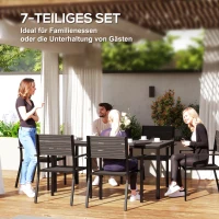 Outsunny 7 Piece Garden Furniture Set, 160 x 80 cm Rectangle Table and 6 Stackable Chairs Set, Outdoor Dining Set for Balcony, Deck, Dark Brown(m-4)