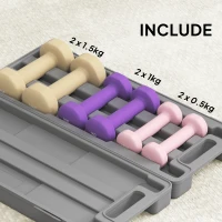 HOMCOM Zestaw hantli 6 sztuk z walizką, ciężarki, regulowane hantle 0,5 kg, 1 kg, 1,5 kg dla mężczyzn i kobiet, zestaw do domu i siłowni(m-5)