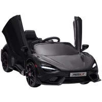 AIYAPLAY McLaren 765LT Licensed Kids Electric Ride on Car with Butterfly Doors, 12V Battery Powered Toy Car with Remote Control, Training Wheels, LED Lights MP3 Music Horn, for 3-6 Years - Black(m-1)