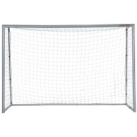 Bramka piłkarska SPORTNOW z siatką PE, dla dzieci i dorosłych, 300 x 120 x 200 cm, stal, PE, do ogrodu, trening piłkarski, szara(m-10)
