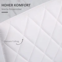 Zestaw 4 Krzeseł do Jadalni HOMCOM z Oparciem, Pikowane, Tapicerowane Krzesła z Metalowymi Nogami, do Jadalni, Kuchni, Salonu, Skóra Ekologiczna, Biały(m-4)