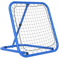 HOMCOM Siatka Rebounder do Piłki Nożnej, Składana, Ściana Odbijająca, Regulowana w 5 Poziomach, Metal, 78 x 84 x 65-78 cm, Niebieski(m-11)