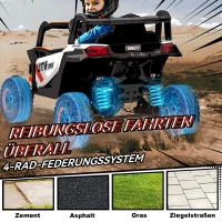 AIYAPLAY Samochód elektryczny dla dzieci 12V UTV z pilotem 2,4 GHz, 2 silniki, pojazd dla dzieci z łagodnym startem, systemem zawieszenia, światłami LED, muzyką, portem USB, 3-5 lat, pomarańczowy(m-8)