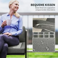 Outsunny 4 Piece Rattan Garden Furniture Set, 4 Seater Wicker Outdoor Sofa Set with 2 Armchairs, Loveseat, Tempered Glass Top Coffee Table, Cushions, Patio Conservatory Set for Balcony, Dark Grey(m-6)