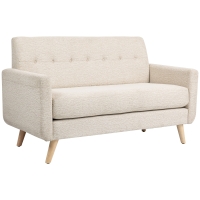 Sofa 2-osobowe, welurowe, z grubymi poduszkami, Beżowe
