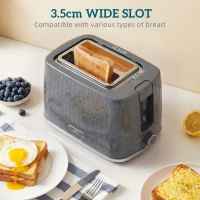 HOMCOM Kettle and Toaster Set, 1.7L 3000W Rapid Kettle with Limescale Filter, 2 Slice Toaster with 7 Browning Controls, Grey(m-7)