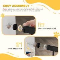 PawHut Bramka ochronna dla psów, bez wiercenia, regulowana 76-104 cm, czarna(m-5)