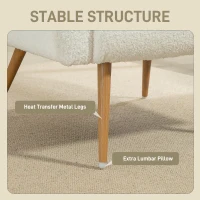 HOMCOM Fotel tapicerowany z podłokietnikami, poduszką lędźwiową, fotel do czytania, fotel relaksacyjny z metalowymi nogami, wykończenie polarowe, do sypialni i salonu, kremowy biały(m-5)