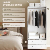 Szafa 2-drzwiowa z wieszakami i 2 szufladami, wielofunkcyjna(m-4)