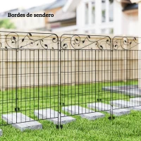 Outsunny Valla de Jardín Exterior de 4 Paneles 88x110 cm Vallas Decorativas con Ángulo Ajustable Negro(m-9)