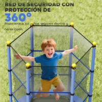HOMCOM Trampolín para Niños de +3 Años Ø140 cm con Red de Seguridad y Marco de Acero para Interior y Exterior Azul y Negro(m-7)