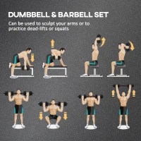 HOMCOM 2 in 1 dumbbell set 25 kg verstelbare dumbbell & barbell professionele dumbbell krachttraining en gewichtheffen voor fitness thuis(m-4)
