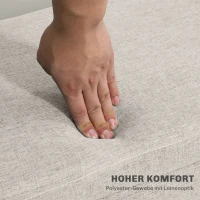 HOMCOM Ławka z Miejscem do Przechowywania, Ławka Tapicerowana Wyglądem Lnu dla Przedpokoju, Sypialni, Salonu, Drewno Kauczukowe, Kolor Beżowy, 110 x 39 x 45 cm(m-6)