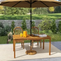 Outsunny Garden Table with Parasol Hole for 6 Person, Acacia Wood Rectangle Outdoor Dining Table with Slatted Tabletop for Patio, Balcony, 150 x 85 x 75 cm, naturalne drewno(m-9)