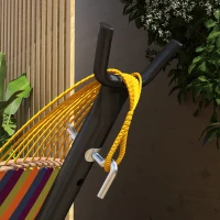 Stojak na hamak Outsunny, Stojak na hamak z boczną półką, Stojak na hamak, do 150 kg udźwigu, Stal, Czarny, 285 x 125 x 110 cm(m-8)