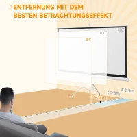 HOMCOM Ekran projektora z statywem 186 x 105 cm 84 cale 16:9 HD 4K ekran zwijany(m-7)