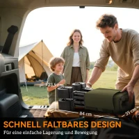 Outsunny Wózek Składany, Wózek Ręczny do Transportu z Regulowanym Uchwytem, Wózek Plażowy z Kieszeniami, Wózek Ogrodowy z Szerokimi Obracającymi się Kołami, do 120 kg nośności, Zielony(m-5)