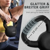 HOMCOM Kettlebell 10 KG, Kula Hantelowa z Żeliwa z Ochronną Powłoką Neoprenową, Kettlebell do Treningu Siłowego, Podnoszenia Ciężarów, Kondycji i Core - Czarny(m-4)