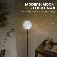 HOMCOM 3D Moon Floor Lamp, 140 cm Modern Standing Lamp with 3 Colours and Foot Switch for Living Room, Bedroom, LED Bulb Included, Black(m-4)