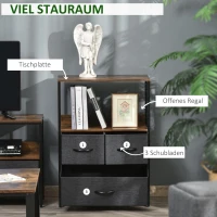 HOMCOM Czarna komoda z 3 szufladami lnianymi i półkami z uchwytami(m-4)