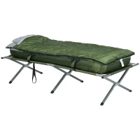 Outsunny Łóżko campingowe Łóżko polowe z poduszką składane łóżko podróżne z wytrzymałą stalową ramą do 120 kg zielony Oxford 193 x 86 x 43/63 cm(m-1)