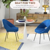 HOMCOM Stół jadalny, Okrągły stół kuchenny, Nowoczesny stół do jadalni z stalowym stelażem, Stolik barowy dla 2 osób, Ø70 x 74 cm, Biały(m-4)